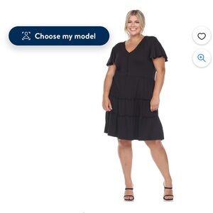 White mark women plus size short sleeve v-neck tiered dress size 1XL color black